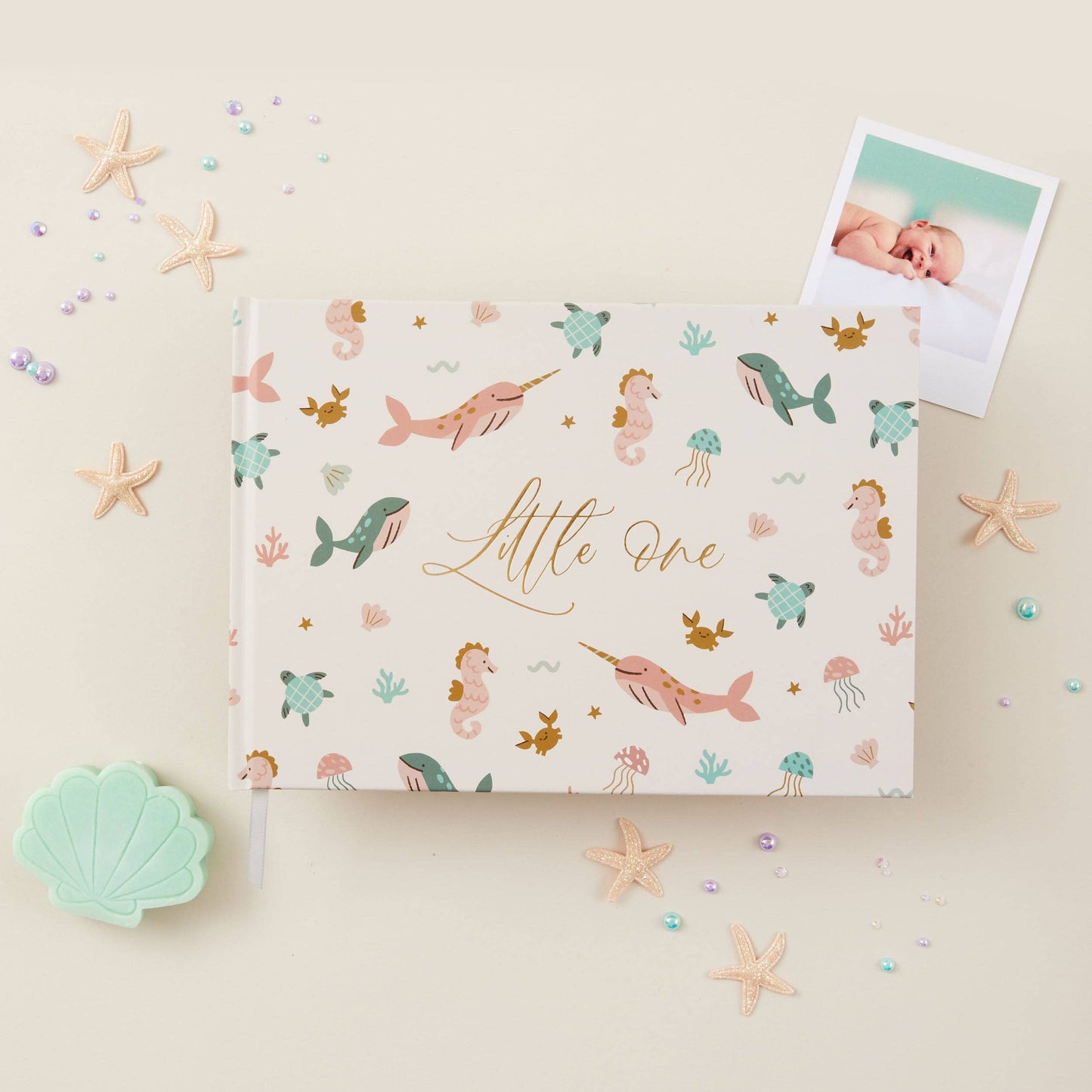 Baby memory book - Sea Friends - baby shower gift, keepsake